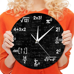Math Equations and Notations Mathematics Chalkboard Wall Clock