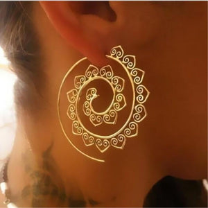 Swirl Gypsy Tribal Spiral Boho Earrings