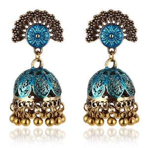 Vintage Indian Tribal Brass Flower Ornate Gypsy Earring