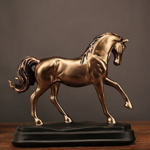 Vintage Resin Gold Horse Statues Figurines Sculpture Ornament