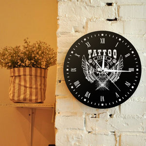 Old School Skull Tattoo Studio Wall Clock