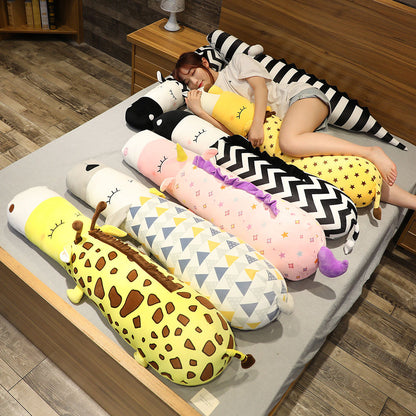 Cartoon Sleeping Animal Long Pillow Soft Plush Stuffed Doll Gift for Kid