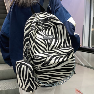Cute Zebra Skin Print Pattern Waterproof Backpack School Bag