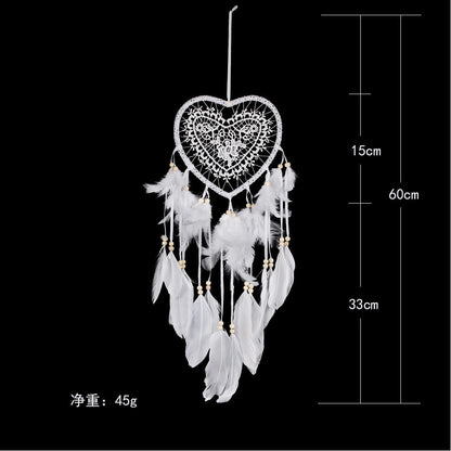 Love Heart Shape LED Night Light Dreamcatcher with Feather
