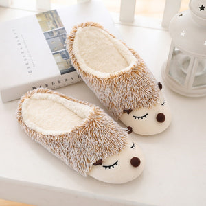 Lovely Cartoon Unicorn Dog Hedgehog Plush Indoor Warm Slipper Shoes