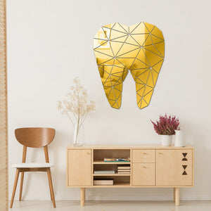 Dental Care Tooth Shaped Acrylic Mirrored Wall Stickers Dentist Clinic Decor Decals