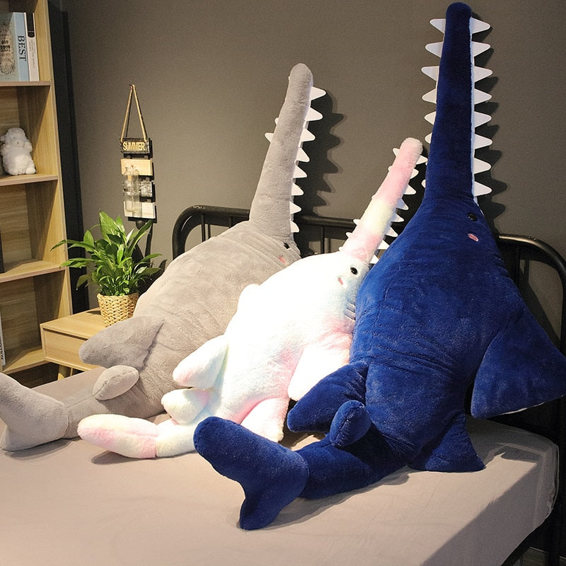 Cute Lifelike Sawtooth Shark Giant Size Plush Stuffed Pillow Doll