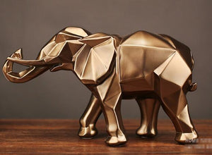 Modern Geometric Gold Elephant Resin Sculpture Statue Home Decoration