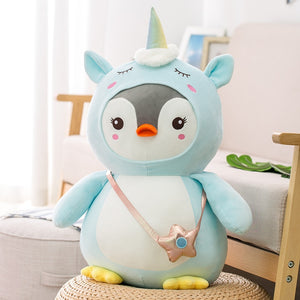 Cute Penguin Cosplay Unicorn Suit Soft Plush Stuffed Doll Gift