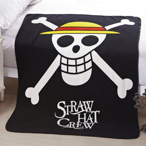 Anime One Piece Luffy Skull Straw Hat Throw Blanket