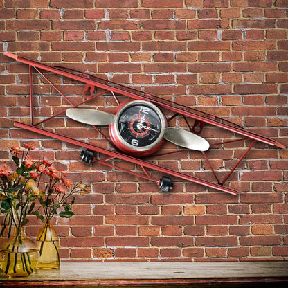 Retro Aircraft Plane Metal Iron Wall Clock
