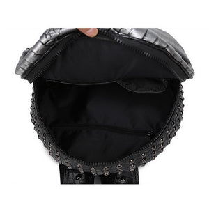 Snake Head Rivet Punk Style Waterproof Leather Bagpack
