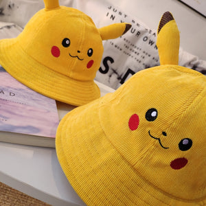 Anime Yellow Pokemon Pikachu Bucket Wide Hat Outdoor Cap