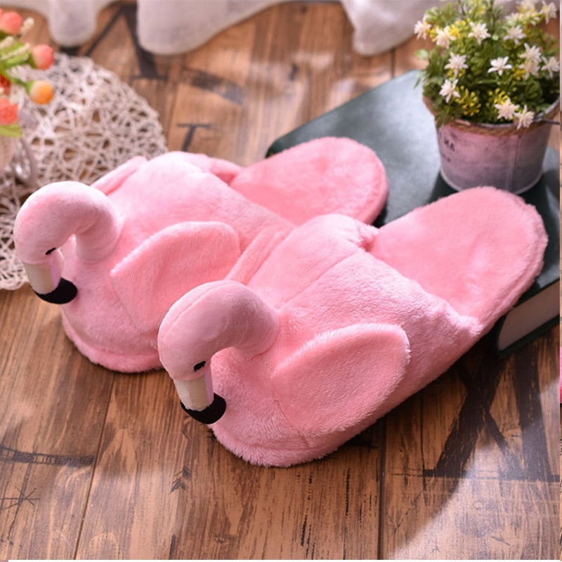 Flamingo Women Warm Fur Plush Slippers Shoes