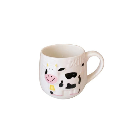 Cute Lovely Moo Cow Ceramic 420mL Milk Cup with Handle