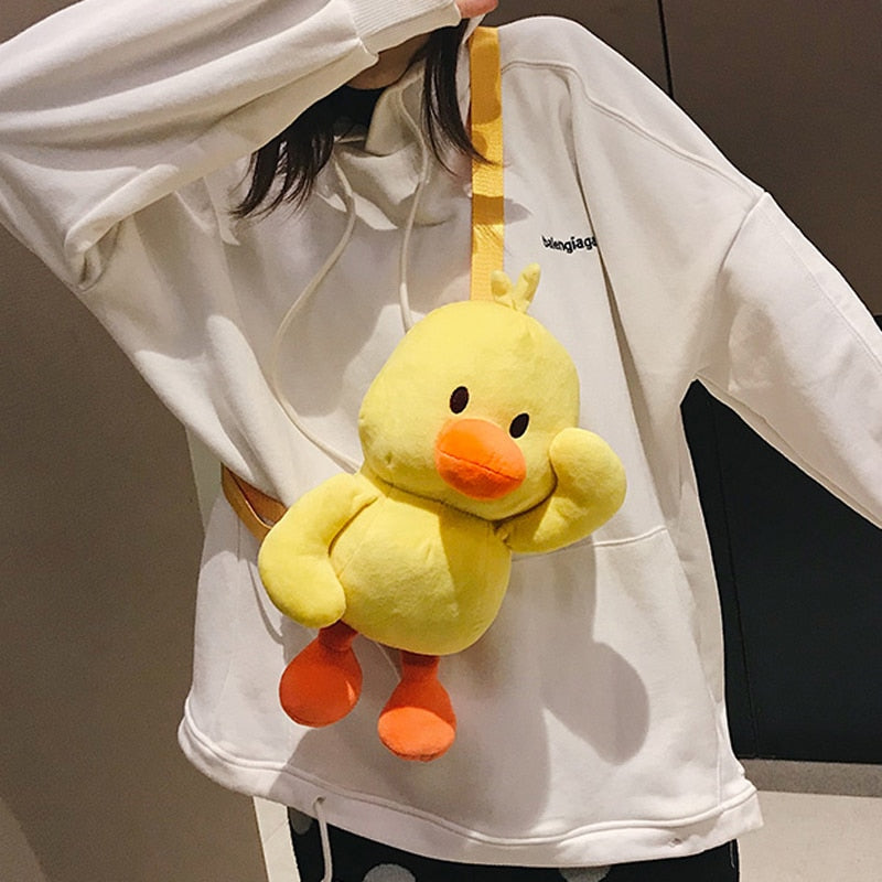 Cute Yellow Duck Plush Toy Crossbody Bag Gift