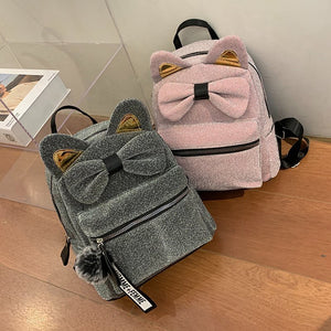 Cute Cat Ears Bowknot School Bags for Teenage Girls