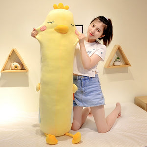 Cute Giant Yellow Chicken Duck Soft Plush Stuffed Doll Long Pillow Doll Gift