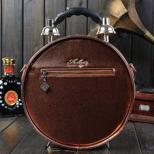 Vintage Real Alarm Clock Leather Handbags Shoulder Bag