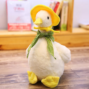 Cute White Haired Duck with Hat Soft Plush Stuffed Doll Pillow for Kids
