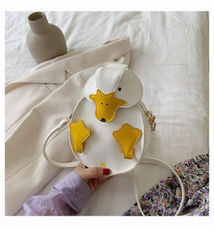 Cute Little Lemon Duck Leather Purse Shoulder Bag