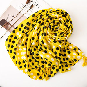 Funny Honeycomb Pattern Yellow Tassels Warm Scarves Shawl Stole