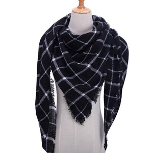 Luxury Knitted Plaid Warm Cashmere Women Scarf Scarves