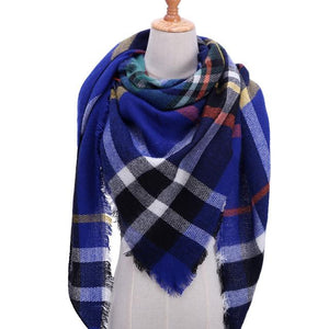 Luxury Knitted Plaid Warm Cashmere Women Scarf Scarves