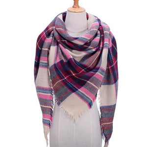 Luxury Knitted Plaid Warm Cashmere Women Scarf Scarves