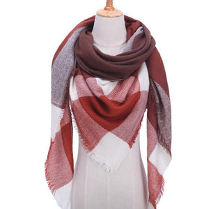 Luxury Knitted Plaid Warm Cashmere Women Scarf Scarves