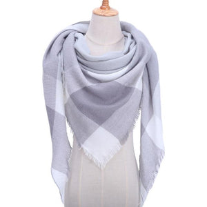 Luxury Knitted Plaid Warm Cashmere Women Scarf Scarves