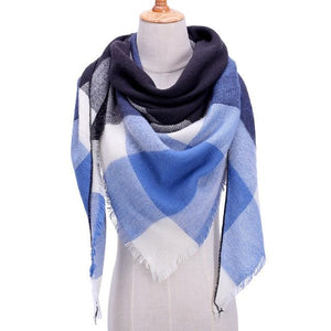 Luxury Knitted Plaid Warm Cashmere Women Scarf Scarves