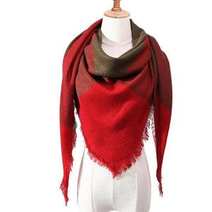 Luxury Knitted Plaid Warm Cashmere Women Scarf Scarves