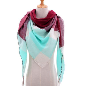 Luxury Knitted Plaid Warm Cashmere Women Scarf Scarves