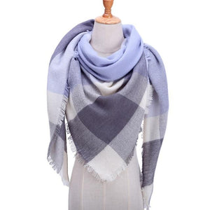 Luxury Knitted Plaid Warm Cashmere Women Scarf Scarves