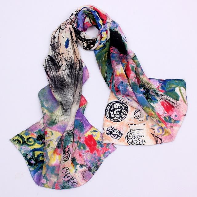 Scarves & Shawls - Luxury Oil Painting Silk Scarves