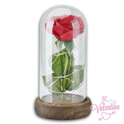 Seasonal & Holiday Decorations - Beautiful Artificial Flowers Rose With LED Light Wooden Base