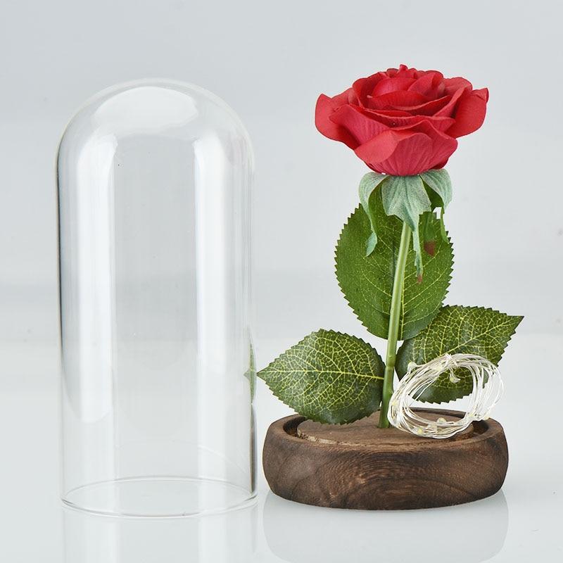 Seasonal & Holiday Decorations - Beautiful Artificial Flowers Rose With LED Light Wooden Base