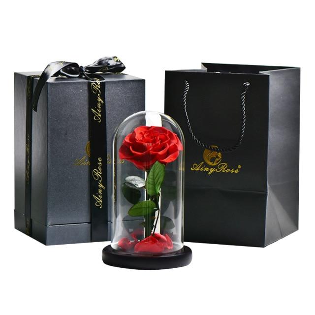 Seasonal & Holiday Decorations - Eternal Roses Flower In A Glass Dome Valentine Christmas Gift