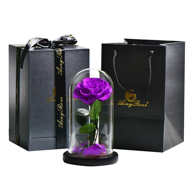 Seasonal & Holiday Decorations - Eternal Roses Flower In A Glass Dome Valentine Christmas Gift