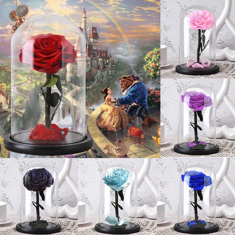 Seasonal & Holiday Decorations - Eternal Roses Flower In A Glass Dome Valentine Christmas Gift