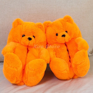 Cute Teddy Bear Furry Faux Fur Indoor Home Slippers Shoes