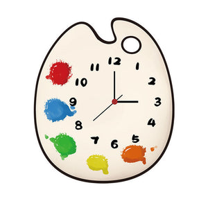 Cartoon Color Palette Shape Children Kids Bedroom Silent Movement Wall Clock
