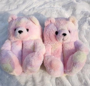 Cute Teddy Bear Furry Faux Fur Indoor Home Slippers Shoes