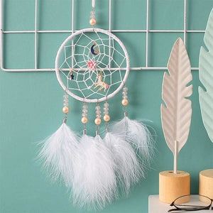 Circle Lace Ribbons LED Light Dreamcatchers with Feather