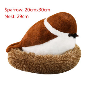 Cute Lifelike Sparrow Bird wiry Nest Stuffed Plush Toy Doll