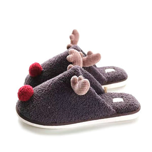 Cute Red Nose Reindeer Christmas Soft Home Slipper Shoes