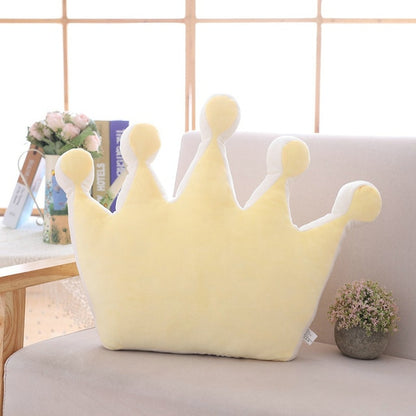 Rainbow Princess Crown Plush Stuffed Pillow for Girl Room Sofa Decor