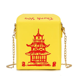 Chinese Takeout Box Tower Leather Purse Handbag