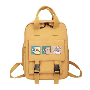 Cute Pig Cat Duck 3 Frame Cartoon Waterproof Nylon Backpacks Shool Bag for Teenage Girl